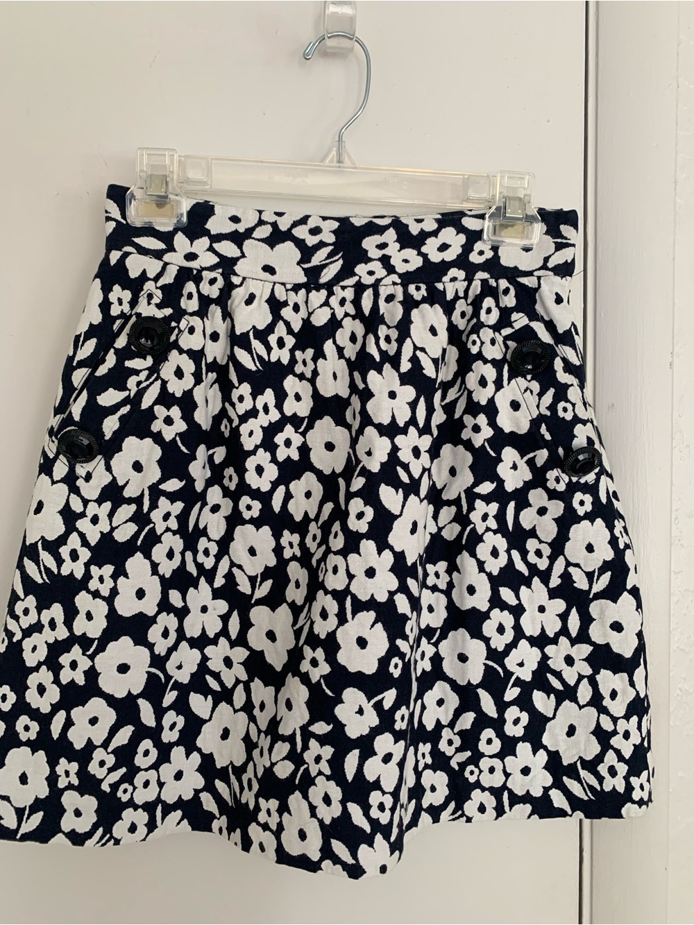 Tibi Navy & White Floral Circle Skirt